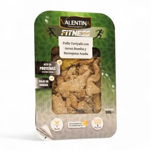 Pollo Teriyaki con Arroz Bomba Integral y Berenjena Asada